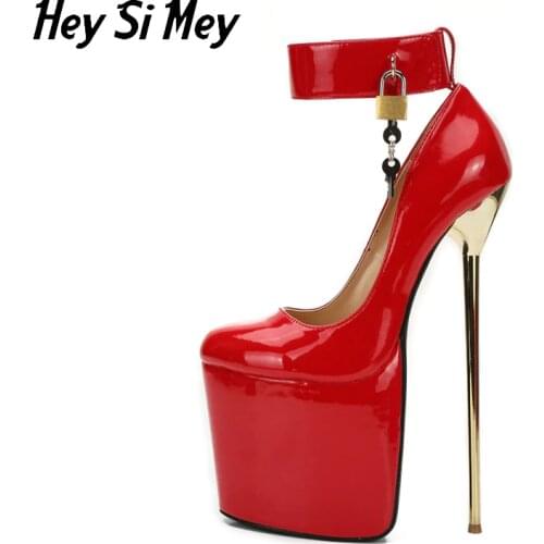 Hey Si Mey Womens Pumps Shoes Sexy Thin Heels High Heels 22CM Round Toe Model Catwalk Pumps Women Shoes Platforms Wedding Shoes