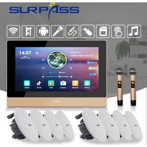 7inch Stereo Wall Amplifier Bluetooth WiFi PA Ceiling Speaker Home Theater System HiFi Wireless Microphone Karaoke Sound Audio