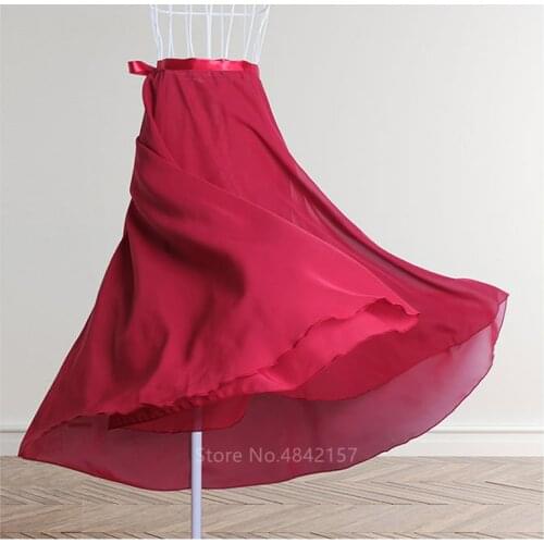 Gypsy Spanish Flamenco Skirt for Women Ballroom Dance Wear Costume Solid Color Chiffon Irregular Dress Stage Performance Belly