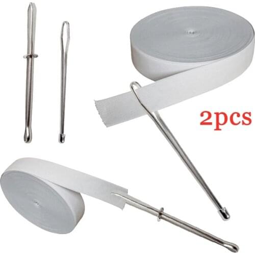 2 Pcs Useful Stainless Steel Clips Elastic Belt Wearing Rope Weaving Tool Bag Wrap Rope Wearing Sewing Accessories Sewing Tool