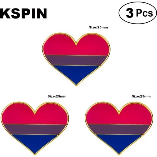 Bisexual pride Heart Shape Lapel Pin Brooches Pins Flag badge Brooch Badges