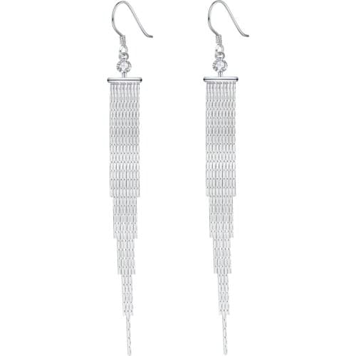 S925 sterling silver 2021 new womens fashion jewelry high quality crystal zircon simple long tassel hook earrings