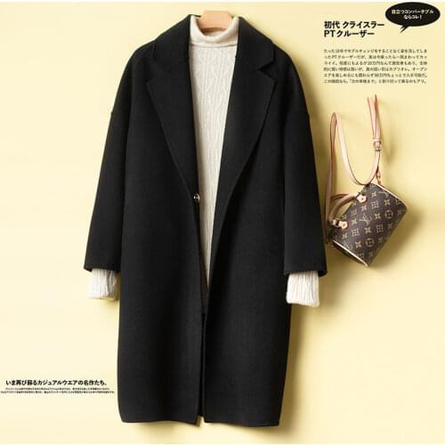 2021 Korean Fashion Autumn Winter Women Wool Overcoat Ladies Long Sleeve Thick Warm Coats Women Casual Long Loose Jacket W878