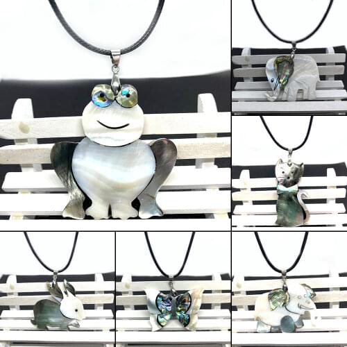 12 Types Natural Abalone Shell Pendant Material Stitching Animal Shape Fashionable Necklaces of Various Specifications