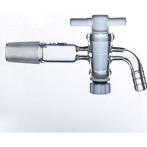 19/26 Joint Lab Glass Elbow Vaccum adapter Hose connection with PTFE Stopcock