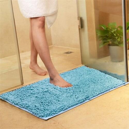 40x60CM Solid Color Microfiber Chenille Bathroom Floor Mat Outdoor Shower Mats Anti-Slip Kitchen Bathroom Doormat Decoration