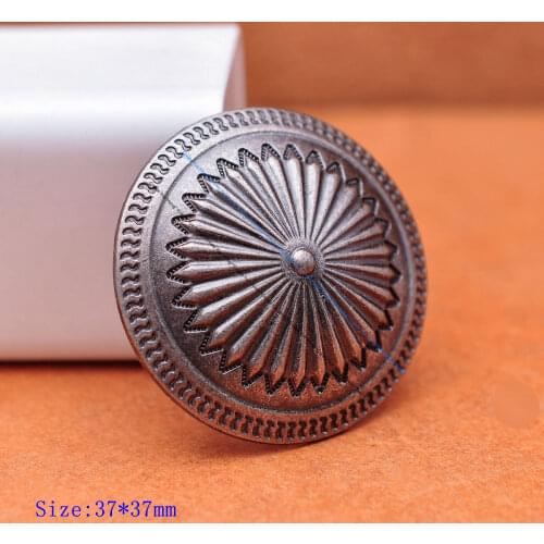 6PC 1 1/2" Sturdy Heavy Duty Vintage Silver Diamond Flower Engraved Leathercraft Western Belt Concho Screwback