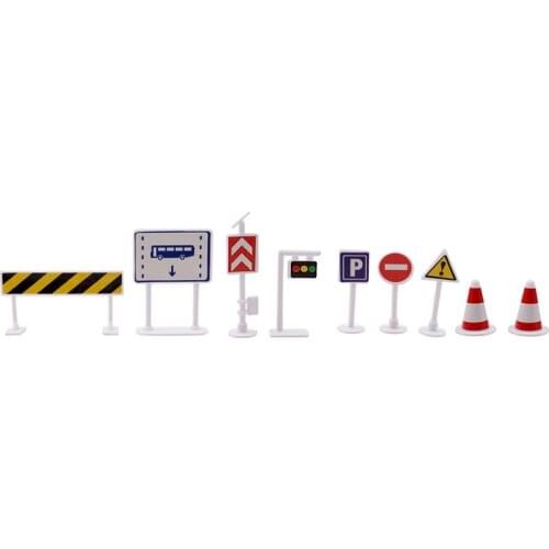 9pcs/lot DIY Mini Signpost Traffic Scene Educational Toys Cheap Car Toys Gift For Children Traffic Light Signs Model Toy