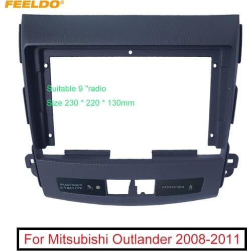 FEELDO Car Stereo 2Din Fascia Frame Adapter For Mitsubishi Outlander 9" Big Screen Audio Dash Fitting Panel Frame Kit