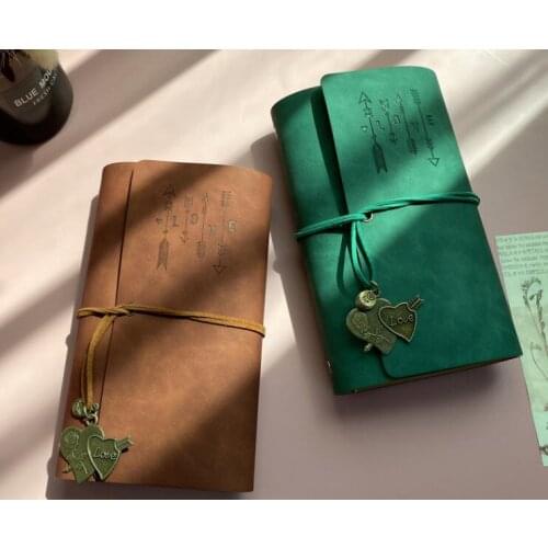 A6 Size Pink Girls Love Style Notebook Retro Notepad With Bandage Loose Pages Creative Student Hand Account Book Office Supplies