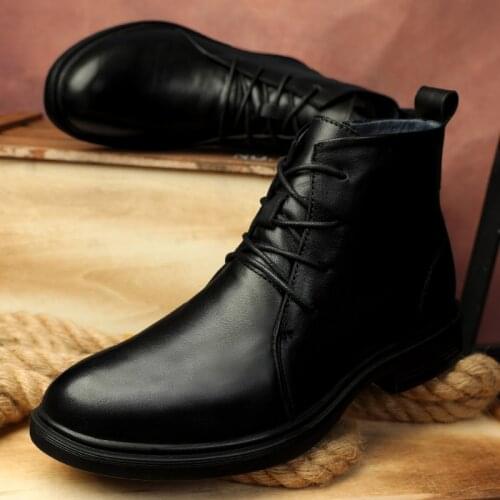37-50 Big Size Shoes Men Genuine Leather Shoes For Man Casual Luxury Military Boot Motocycle High Quality Warm Winter Sonw Shoes