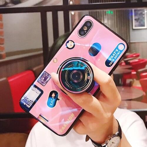 Phone Case Coque For iPhone 7 6 6S 8 Plus X XR XS Max Camera Shell Style Soft TPU Cover Frame With Bracket Stand Support