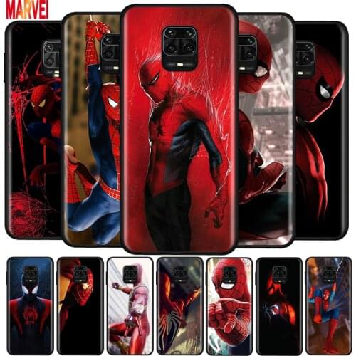 Marvel hero SpiderMan Soft TPU Cover For Xiaomi Redmi Note10 10S 9T 9S 9 8T 8 7 6 5A 5 4 4X Prime Pro Max Black Phone Case