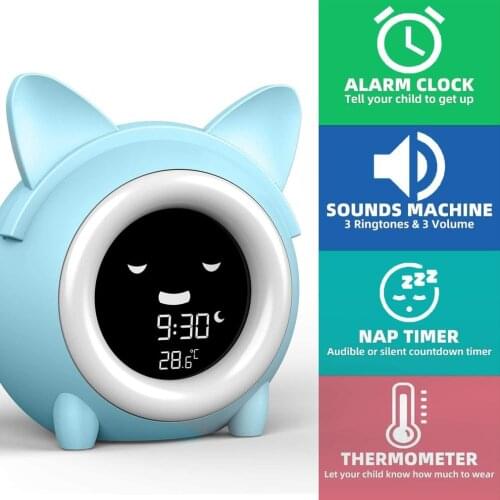 Kids Child Alarm Clock Sleep Training Clock Colorful Night Light Digital Wake Up Clock with Temperature NAP Timer for Bedroom