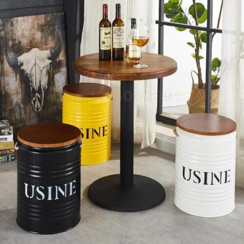 Painted Bucket Stool Fast Food Restaurant Storage Barrel Can Accommodate Bar Personality Children Cartoon Iron Bucket Stool