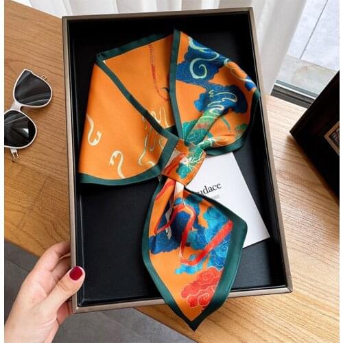 Long Silk Scarf Bag Tie Lady Neck Skinny Scarves Hairband Foulard New Print Brand Lady Neckerchief Ribbon SJ476