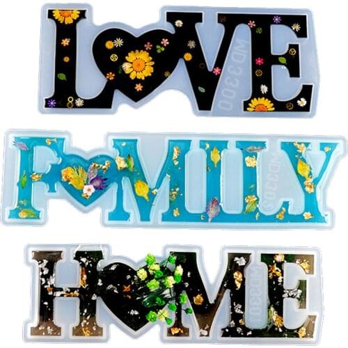 Spot Large LOVE/HOME/FAMILY Letter Resin Casting Mold Silicone Making Epoxy Mould New-40