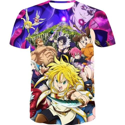 3D Nanatsu No Taizai Meliodas T-Shirt Men Women Summer Short Sleeve Seven Deadly Sins Tees Tops Boy Girl Kids Cool Style T Shirt
