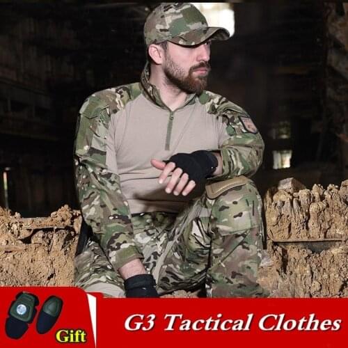 G3 Outdoor Camouflage Tactical Clothes Long Sleeve Suit Army Fans Field CS Combat Training Military Uniform Tactics Tops Pants