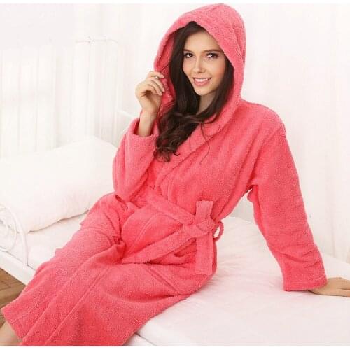 Hilift 100% cotton hooded thickening lovers toweled swiming and bath size M, L red