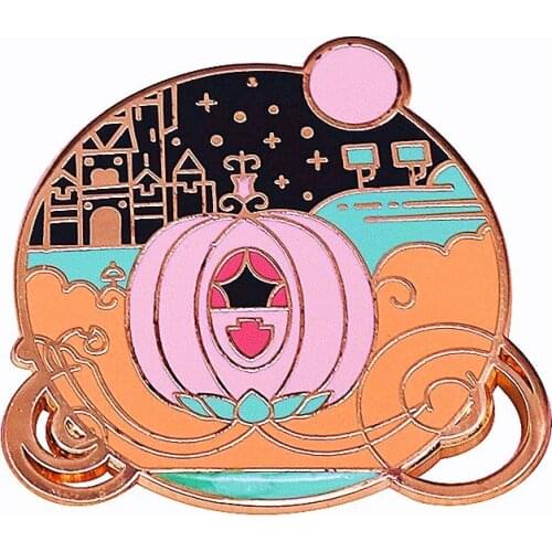 HOSENG Romantic Cute Pumpkin Car Movie Badge Fantasy Fashion Enamel Jewelry Clothes Accessories Gift Pin HS_383