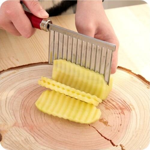 Potato French Fry Cutter Stainless Steel Kitchen Accessories Serrated Blade Easy Slicing Banana Fruits Potato Wave Knife Chopper