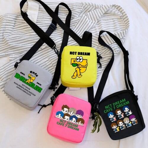 Kpop nct dream cafe 7 dream cartoon Cute Messenger Bag Mini Canvas Shoulder Bags Casual Street Zipper Purses Handbag Crossbodys