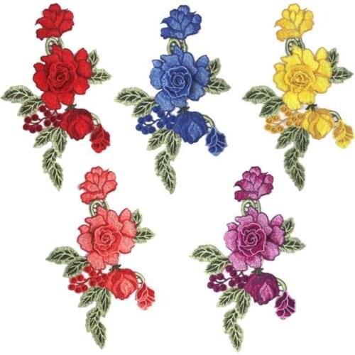 Zsbszc embroidery lace cloth patches lace collar yellow purple red blue sew on wedding dress decoration 29*18.5CM CC124