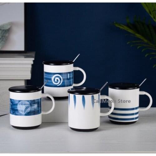 Creative Personality Mug with Lid Spoon 360ml Ins Korean Style Mugs Simple Ceramic Cup Home Men Women Water Cup Retro Coffee Cup