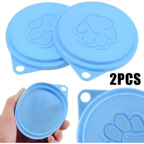 2pcs Reusable Pet Dog Cat Food Storage Can Tin Cover Lid Top Cap 88mm Random Color