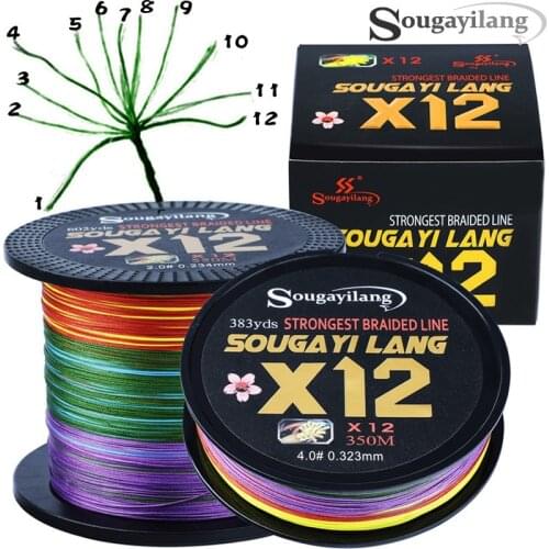 Sougayilang NEW X12 Fishing Line 150M 350M 550M PE Fishing Line 12 Strands Reverse Spiral Tech Multifilament Strong Fishing Line