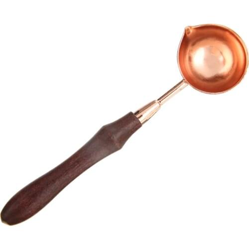 Retro Chic Solid Wood Stamp Melting Copper Spoon Scoop Letter Seal Stamp Wax Candle Warmer Furnace Stove Pot DIY Crafts Tools