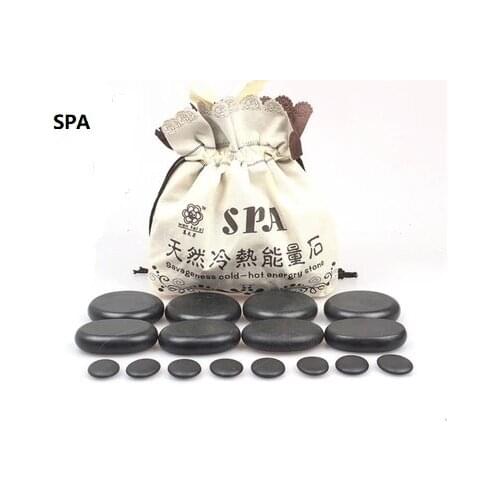 Massage Stones Massage Lava Natural Energy Massage Stone Set Hot Spa Rock Basalt Stone 8 Pcs Set and EU Plug Heater Bag