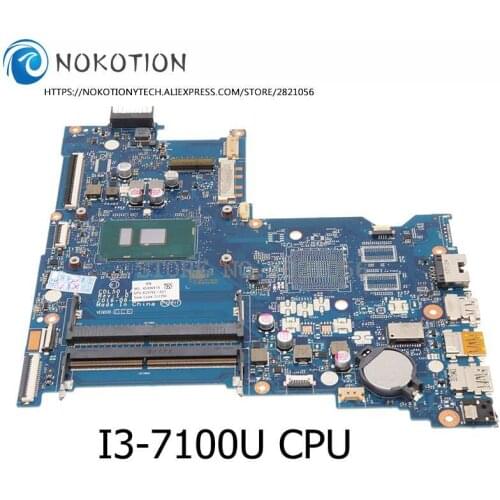 NOKOTION Laptop Motherboard For HP 15-AY 15-AY180TX I3-7100U CPU CDL50 LA-D707P 903795-001 903795-501 903795-601 DDR4