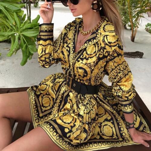 Fashion Vintage Boho Womens Short Mini Dress Sexy 8.03 Autumn Spring Loose Long Sleeve Party A-Line Dress Ladies Swing Dress