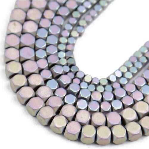 Natural Stone Matte Light Purple Square Hematite Loose Spacer Beads For Jewelry Making Diy Bracelets Necklace Findings 2/3/4mm
