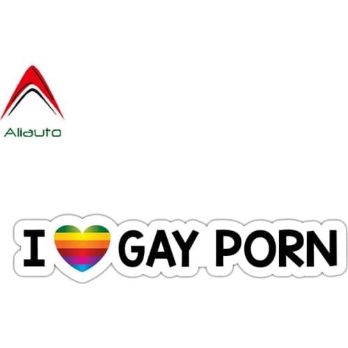 Aliauto Personality Creative Car Sticker I Love Gay Porn PVC Waterproof Sunscreen Anti-UV Decal Decoration,14cm*2cm