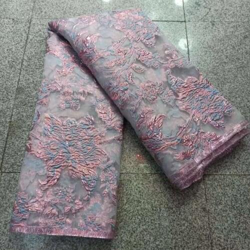 New Design Jacquard French Nigerian Lace Fabric High Quality Brocade African Organza Lace For Evening ZP033