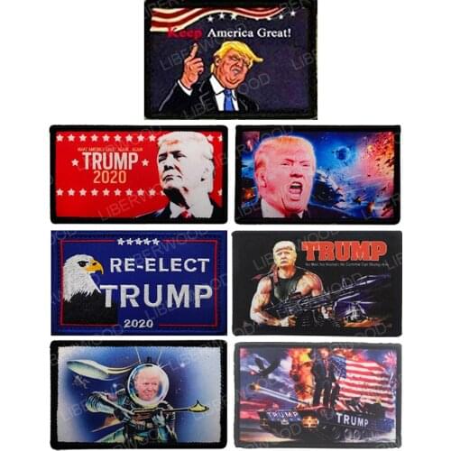 TRUMP 2020 Re-elect patch Trump Keep America Great Printed Decorative Patch USA space badge Tactical Stickers Hook & Loop patch