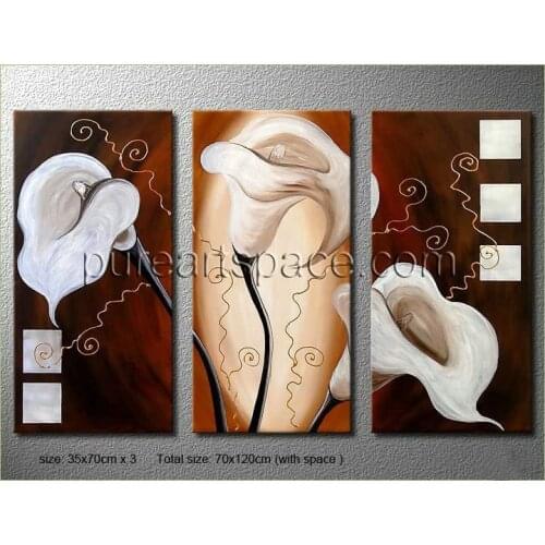Handmade Modern Group Calla Lily Oil Painting/ Abstract Flower oil painting ,free shipping