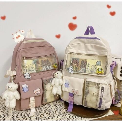 Fashion New Brand Kawaii Nylon Women Backpack Waterproof Rucksack For Teen Girls School Bag Cute Student Bookbag Travel Mochila