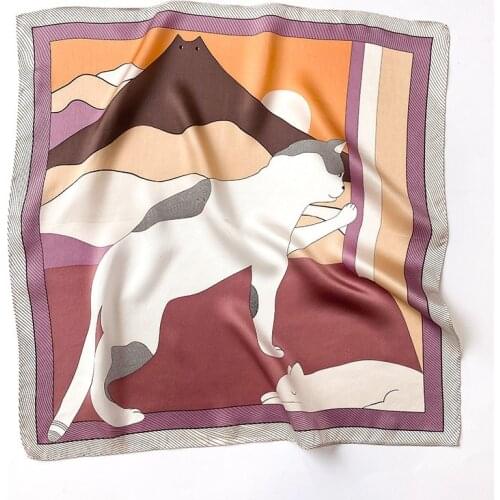 Hot 100% Real Silk Satin Women Scarf Flower Printed 53cm Foulard Femme Square Head Scarfs Bandana Shawl Gift For Lady Scarves