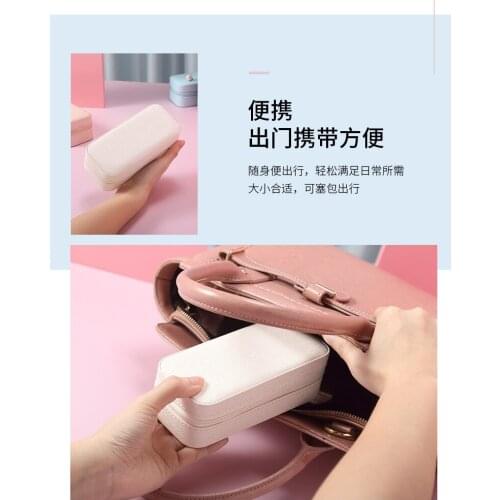 Womens Jewelry Box Double-Sided Zipper Closure Solid Color Waterproof Wear-Resistant Portable Girls Ornaments Case