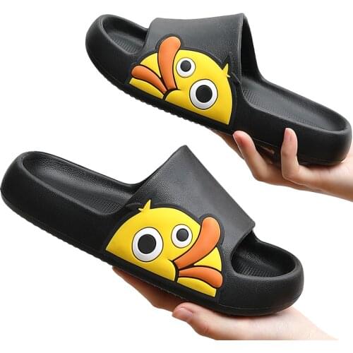 Summer Beach Slides Women Men Slippers Sandals Flip Flops Cartoon Duck Print Platform Thick Couples Home Bathroom Shoes