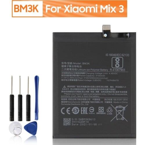 Xiao Mi Original BM3K Battery For Xiaomi BM3K Xiaomi Mix 3 Genuine Replacement Phone Battery 3200mAh With Free Tools