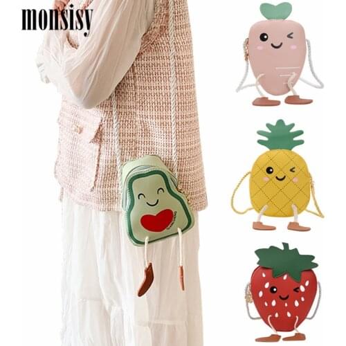 Monsisy Furit Bag For Boy Girl Purse and Handbag Kid Coin Pouch Children Wallet Cute Pineapple/Straberry Baby PU Small Bag Gift