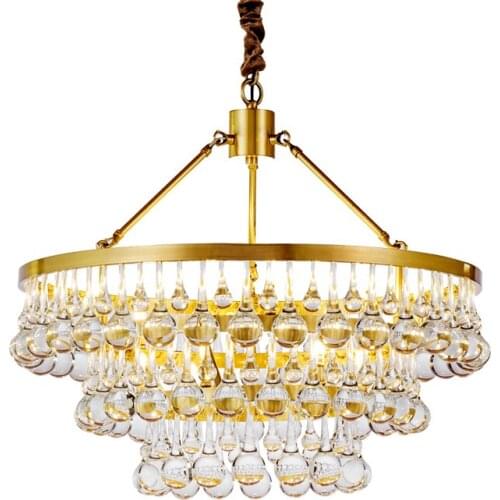LED Postmodern Crystal Clear Tear Drop Designer LED Chandelier Lighting Lustre Suspension Luminaire Lampen For Foyer