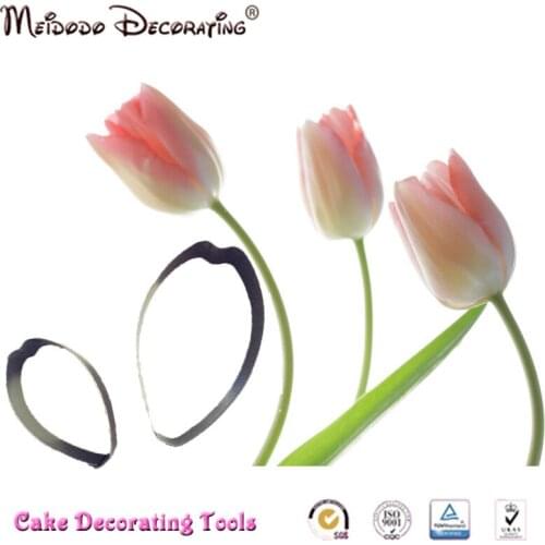 2Pcs Tulips Fondant flower petal Cake decorating tools Fondant cake decoration Cookie cutter cupcake mold