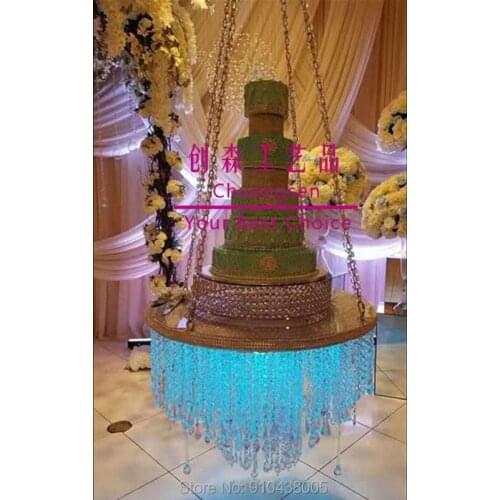 Wedding occasion and party decoration event & party item type k9 crystal hanging cake stand , wedding centerpiece