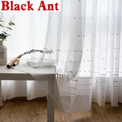 White Dot Curtain Sheer Fabric for Living Room Embrodery Tulle Drape Kitchen Window Bedroom Rideau Blinds Panel M092#30